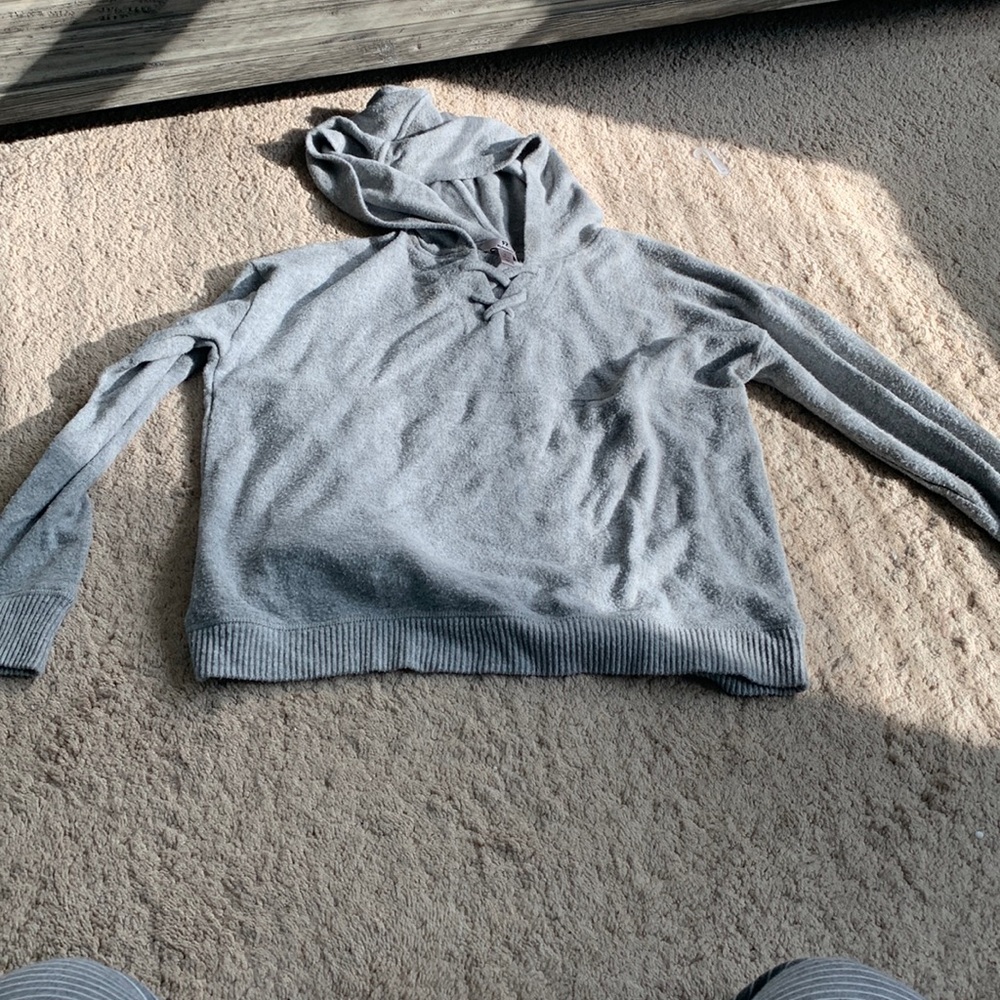 Cozy gray hoodie girls size large (12-14)